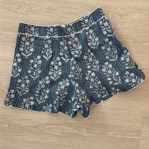 Juliet Dunn Blue Floral High Waist Shorts size 2